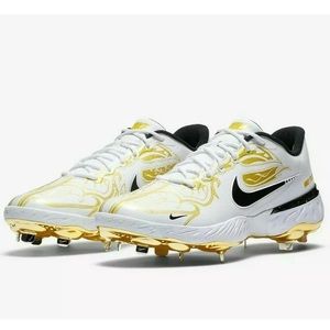 Nike Alpha Huarache Elite 3 Low Premium Men’s Metal White/VIVID GOLD Size 12